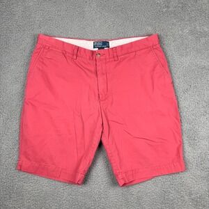 Vtg Polo‎ Ralph Lauren Shorts 38 Mens Pink Red Chino Flat Front Cotton Casual